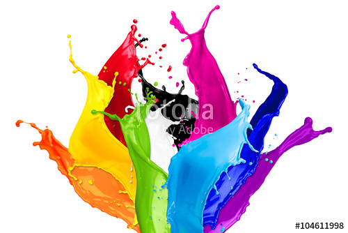colorful wild color splash isolated on white background