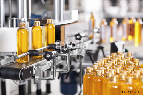 Production line of beauty and healthcare products at plant or fa
